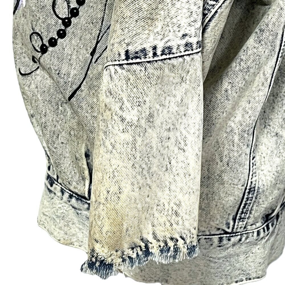 Vintage 90s one of a kind oversized denim jacket with hand painted embellished - Picture 8 of 16